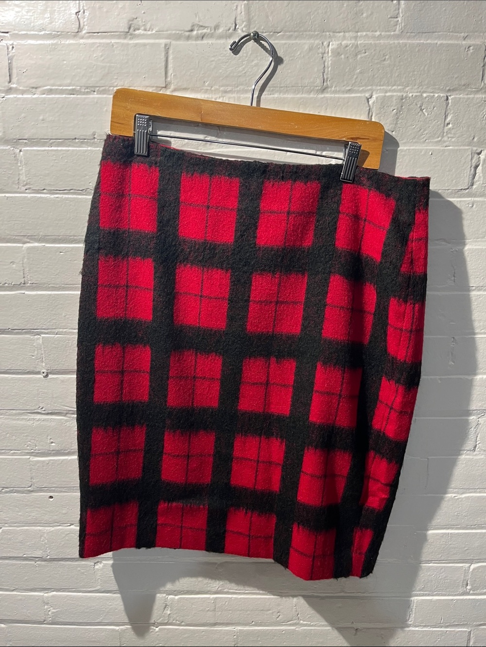 Talbots Red & Black Plaid Pencil Skirt